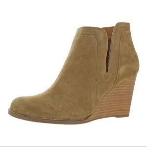 Lucky Brand Yabba Wedge Stacked Side Zip Bootie Size 9 Women